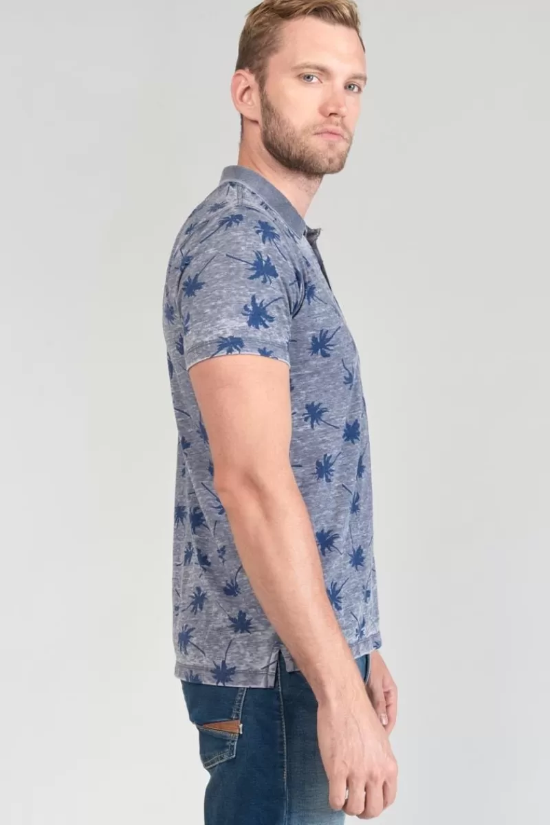 polo_chevy_a_motif_palmier_4.webp Le Temps des Cerises T-Shirts & Polos-Polo Chevy A Motif Palmier Peacoat