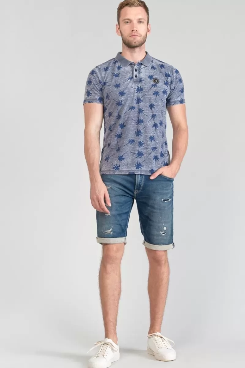 polo_chevy_a_motif_palmier_5.webp Le Temps des Cerises T-Shirts & Polos-Polo Chevy A Motif Palmier Peacoat