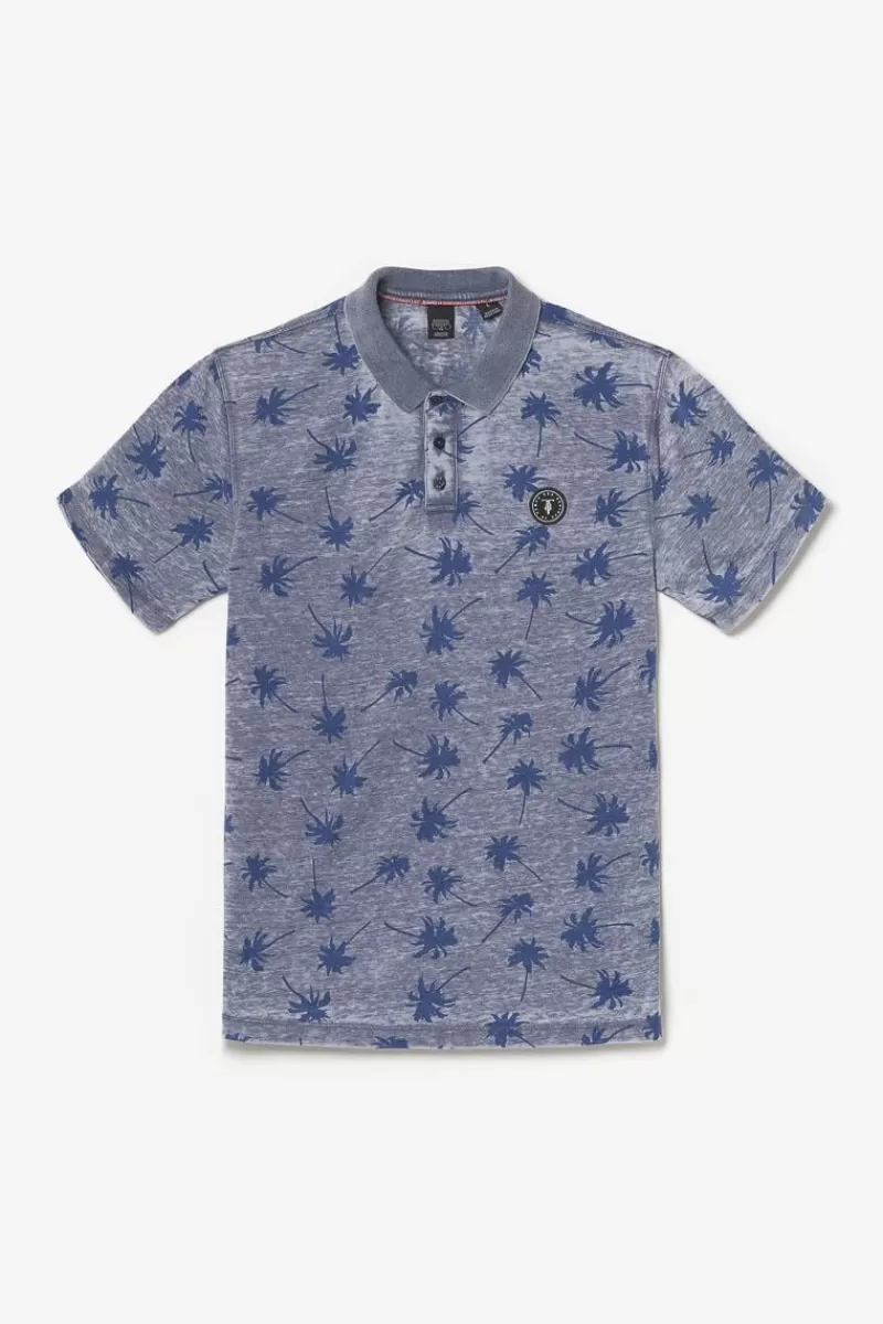 polo_chevy_a_motif_palmier_6.webp Le Temps des Cerises T-Shirts & Polos-Polo Chevy A Motif Palmier Peacoat