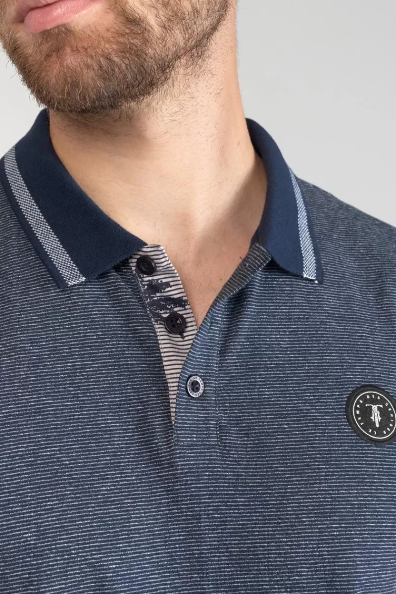 polo_drime_a_rayures_bleu_marine_2.webp Le Temps des Cerises T-Shirts & Polos-Polo Drime A Rayures Bleu Marine Peacoat