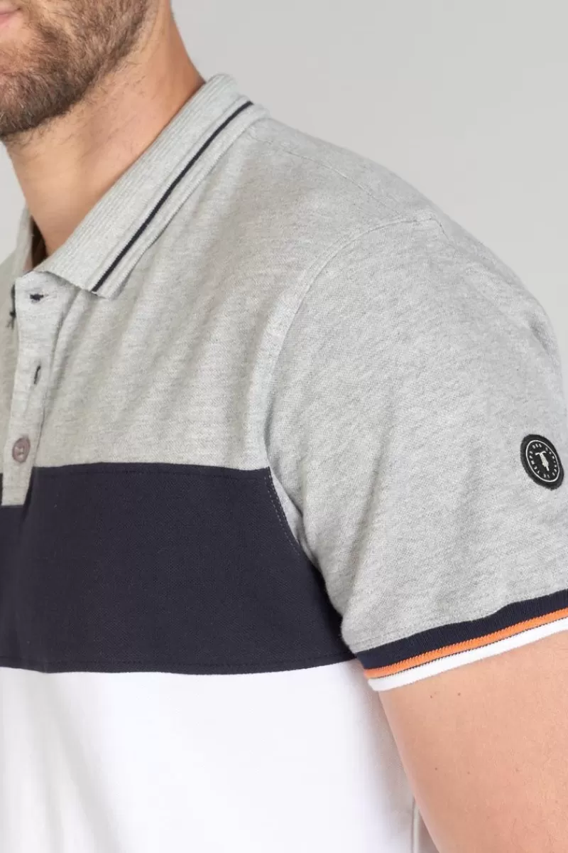 polo_leos_tricolore_3.webp Le Temps des Cerises T-Shirts & Polos-Polo Leos Tricolore Grey Melange