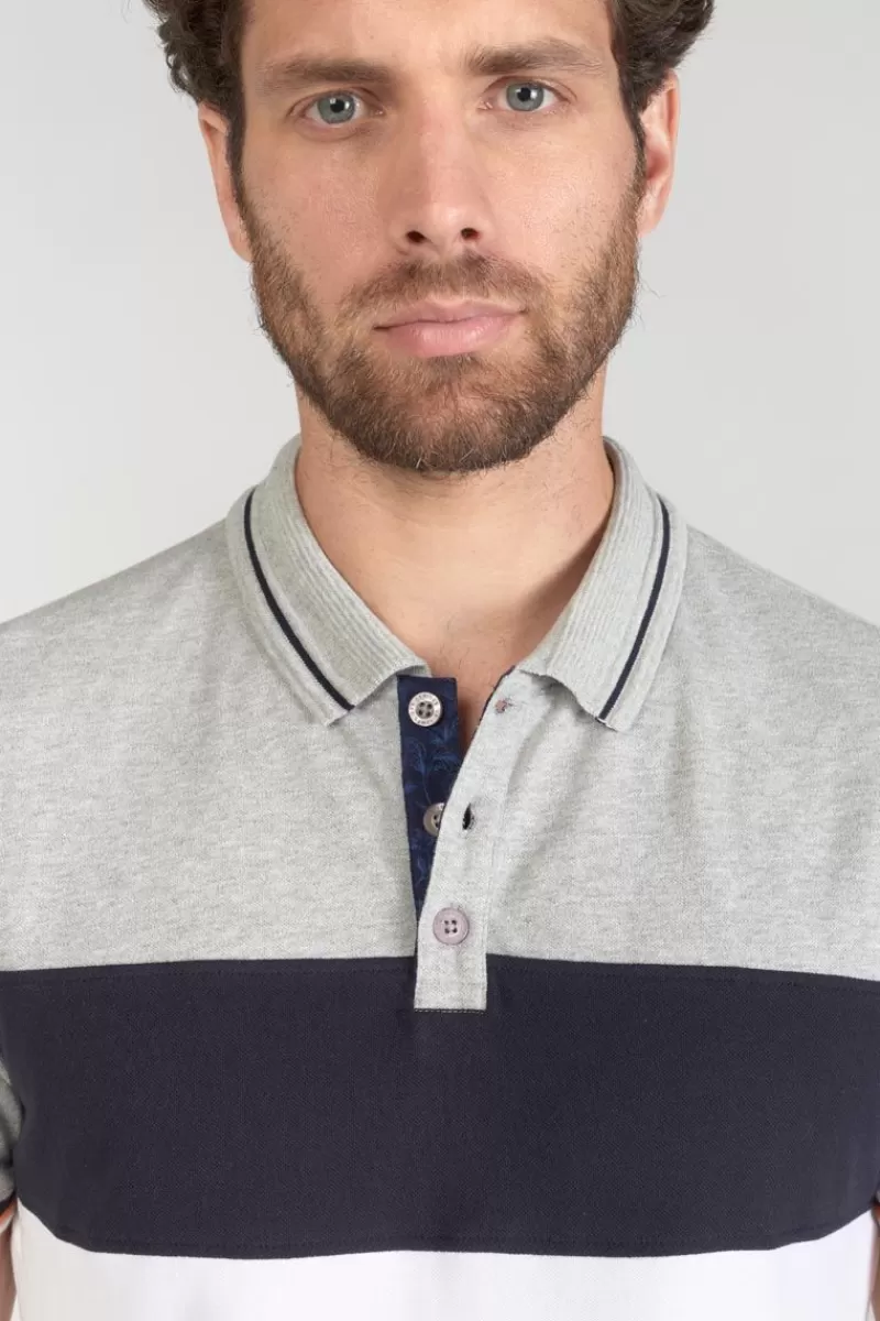 polo_leos_tricolore_4.webp Le Temps des Cerises T-Shirts & Polos-Polo Leos Tricolore Grey Melange