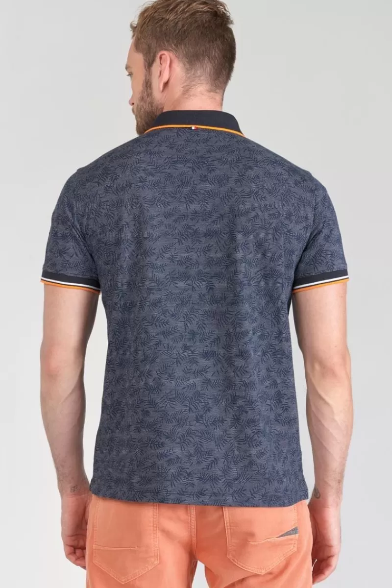 polo_nevor_jacquard_a_motif_feuilles_2.webp Le Temps des Cerises T-Shirts & Polos-Polo Nevor Jacquard A Motif Feuilles Peacoat