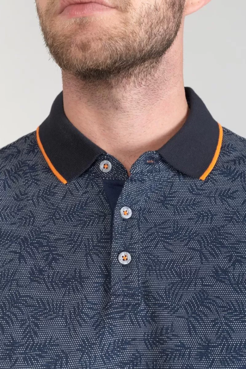 polo_nevor_jacquard_a_motif_feuilles_4.webp Le Temps des Cerises T-Shirts & Polos-Polo Nevor Jacquard A Motif Feuilles Peacoat