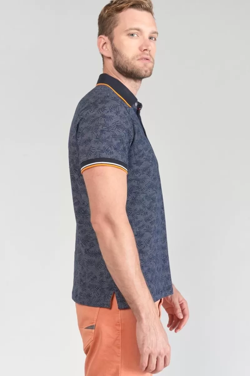 polo_nevor_jacquard_a_motif_feuilles_5.webp Le Temps des Cerises T-Shirts & Polos-Polo Nevor Jacquard A Motif Feuilles Peacoat