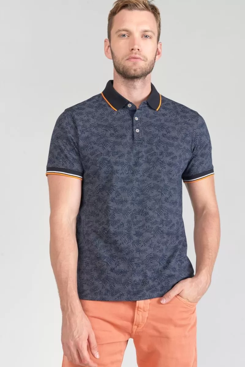 polo_nevor_jacquard_a_motif_feuilles_7.webp Le Temps des Cerises T-Shirts & Polos-Polo Nevor Jacquard A Motif Feuilles Peacoat