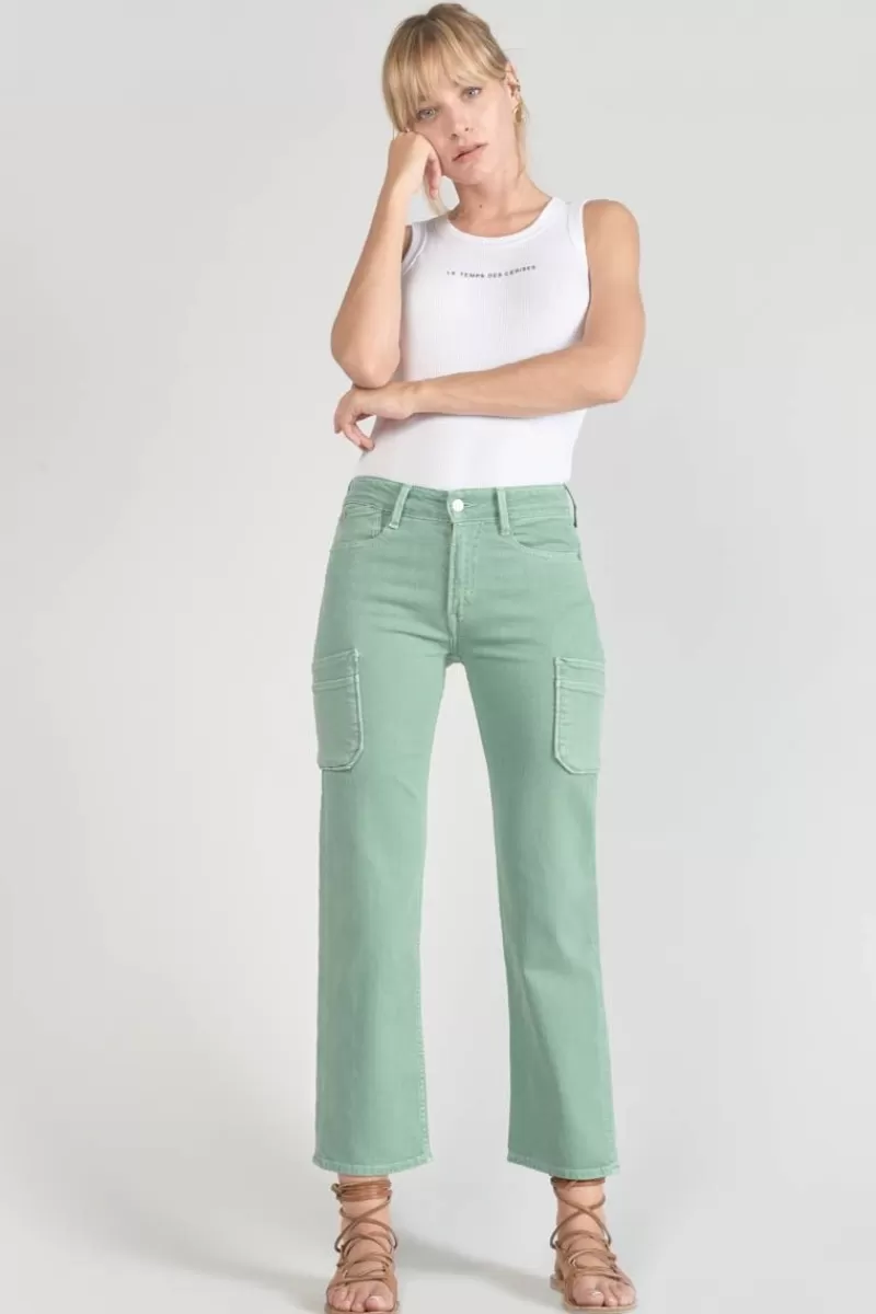 Le Temps des Cerises Coupe Regular-Precieux Taille Haute 7/8Eme Jeans Vert D'Eau Basil