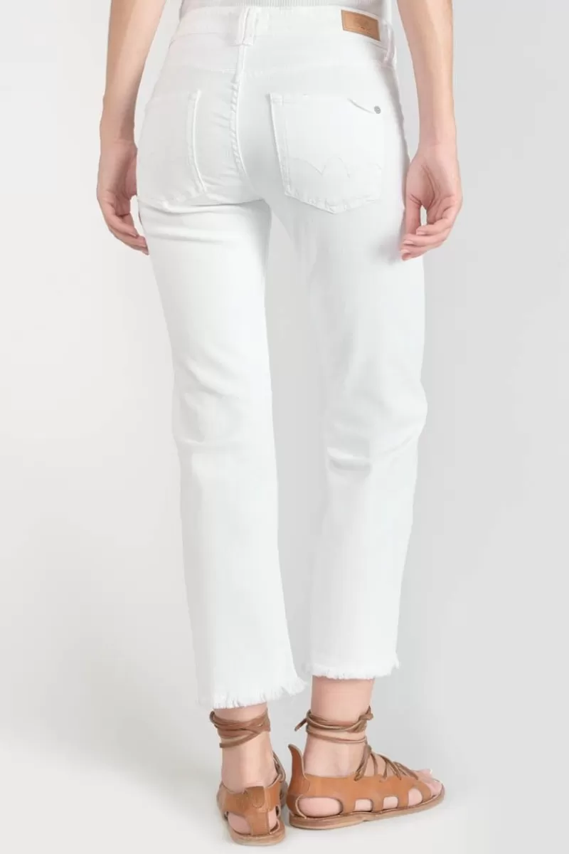 Le Temps des Cerises Coupe Regular-Pricilia Taille Haute 7/8Eme Destroy Jeans Blanc White