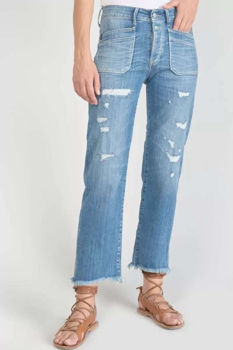Le Temps des Cerises Coupe Regular-Pricilia Taille Haute 7/8Eme Jeans Destroy Bleu N°4 Blue