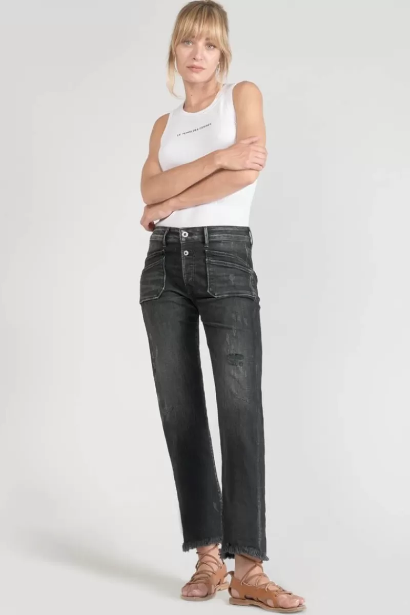 Le Temps des Cerises Coupe Regular-Pricilia Taille Haute 7/8Eme Jeans Destroy Noir N°1 Black / Black