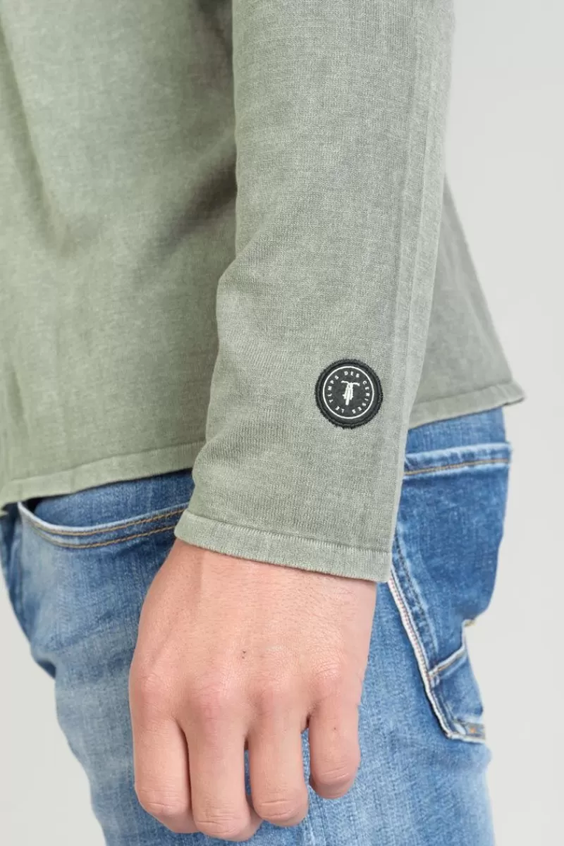 pull_bivor_kaki_delave_3.webp Le Temps des Cerises Pulls & Cardigans-Pull Bivor Kaki Delave Leaf