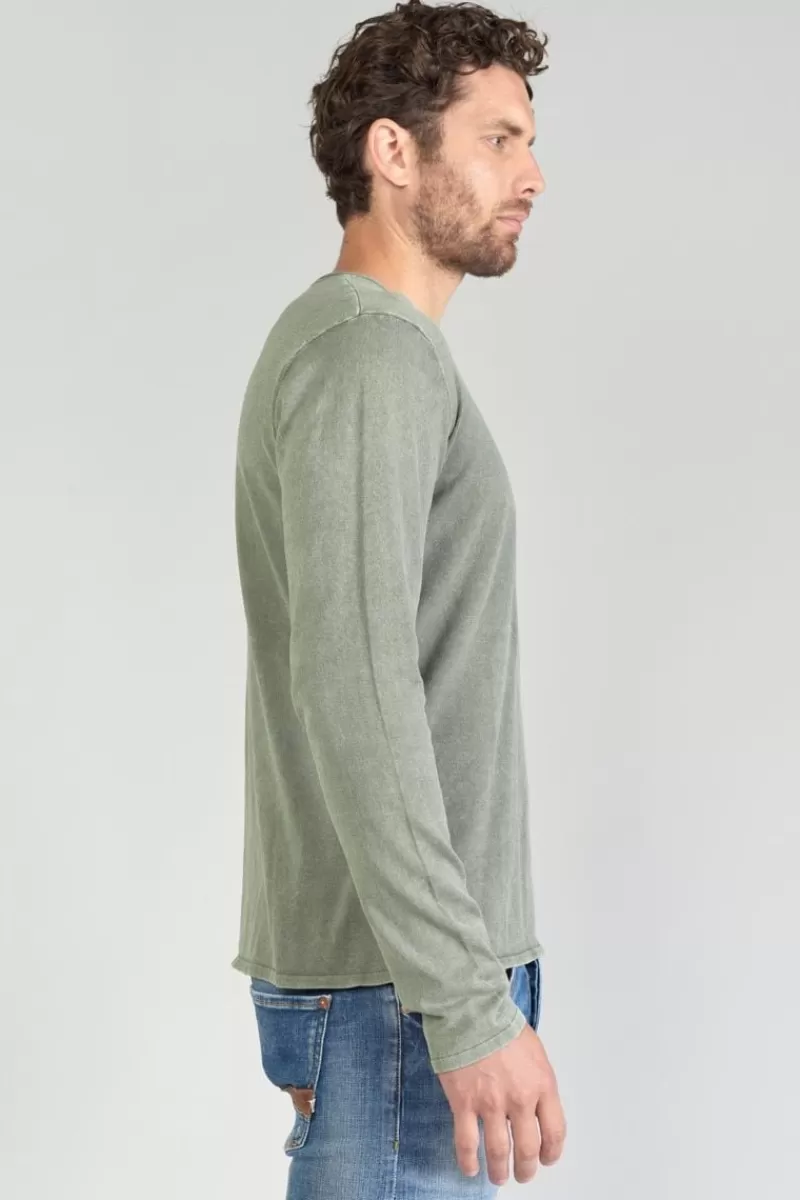 pull_bivor_kaki_delave_4.webp Le Temps des Cerises Pulls & Cardigans-Pull Bivor Kaki Delave Leaf