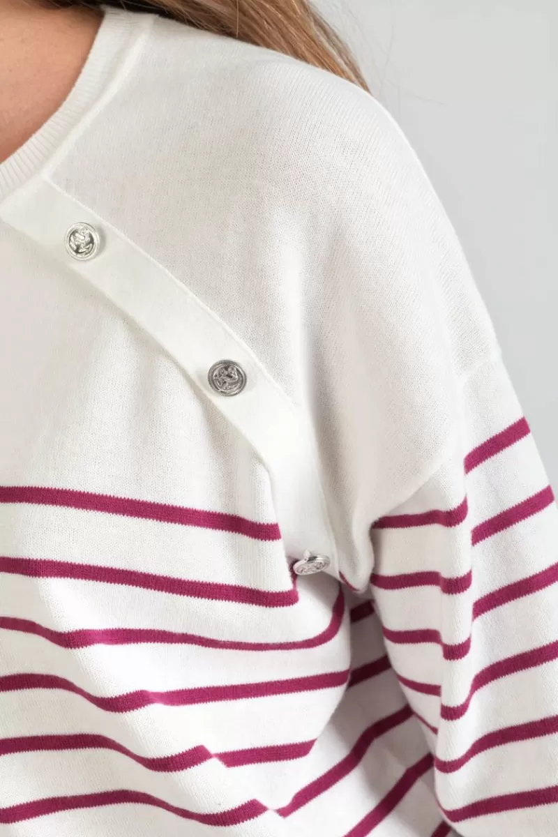 pull_mareva_mariniere_prune_3.webp Le Temps des Cerises Pulls & Sweats & Cardigans-Pull Mareva Mariniere Prune Aster