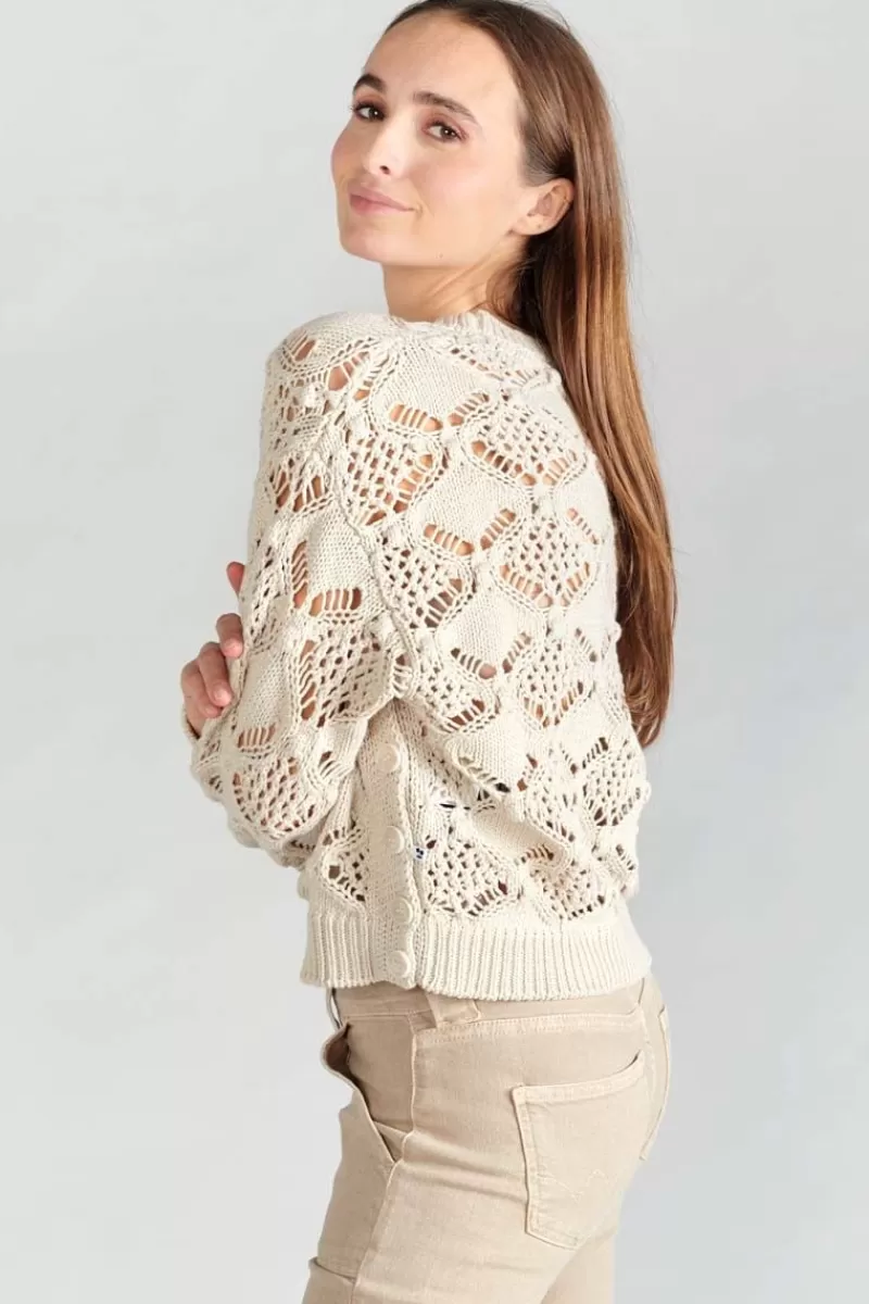 pull_poots_ajoure_sable_3.webp Le Temps des Cerises Pulls & Sweats & Cardigans-Pull Poots Ajoure Sable Sand