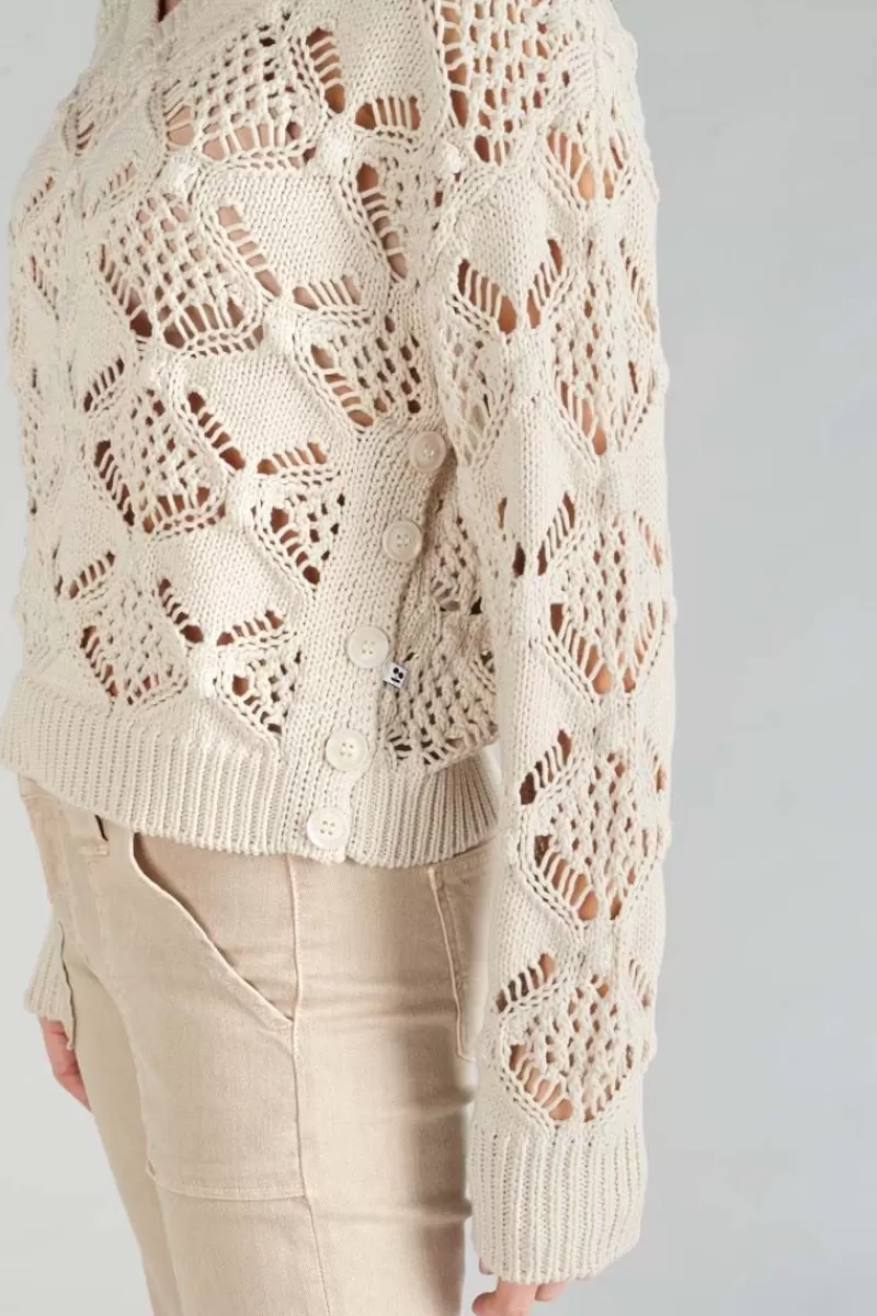 pull_poots_ajoure_sable_5.webp Le Temps des Cerises Pulls & Sweats & Cardigans-Pull Poots Ajoure Sable Sand