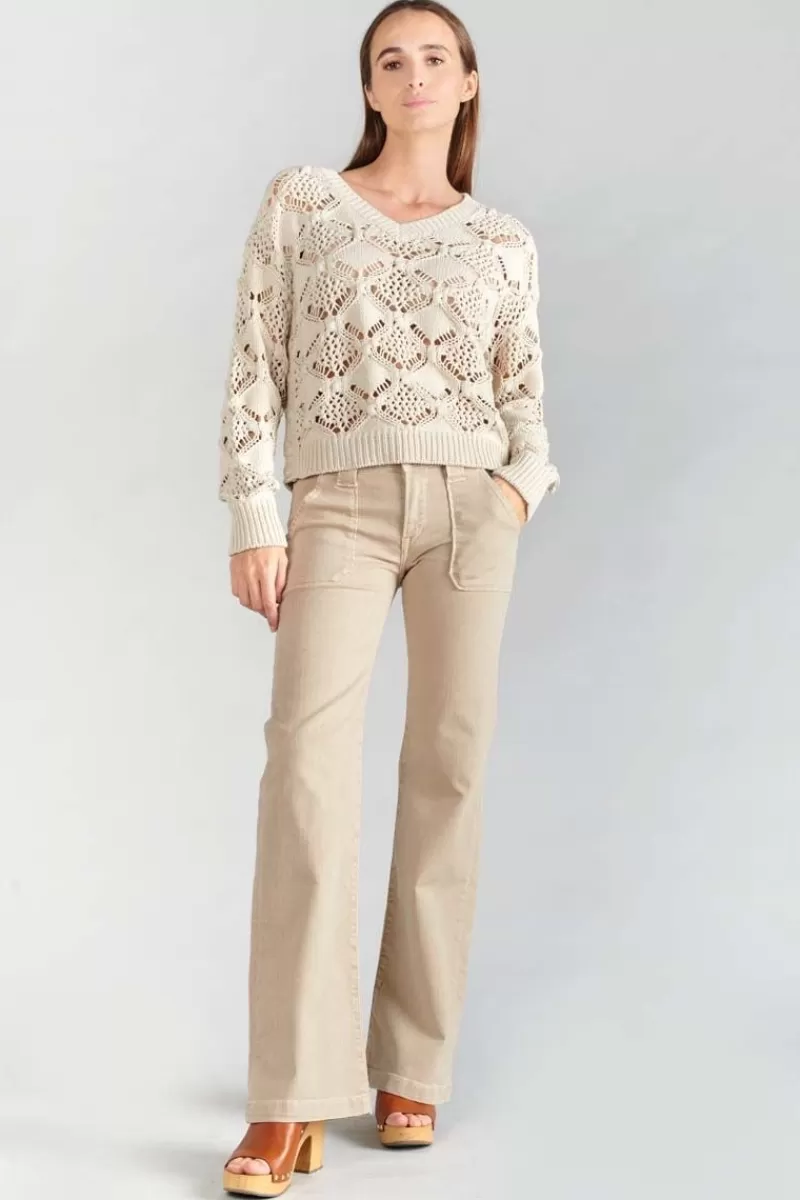 pull_poots_ajoure_sable_7.webp Le Temps des Cerises Pulls & Sweats & Cardigans-Pull Poots Ajoure Sable Sand