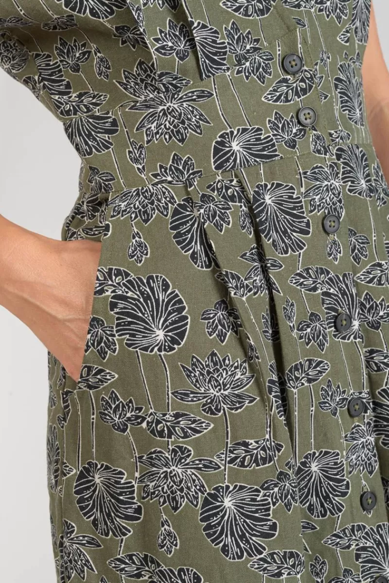 robe_longue_croft_kaki_a_motif_fleuri_3.webp Le Temps des Cerises Robes-Robe Longue Croft Kaki A Motif Fleuri Lizard