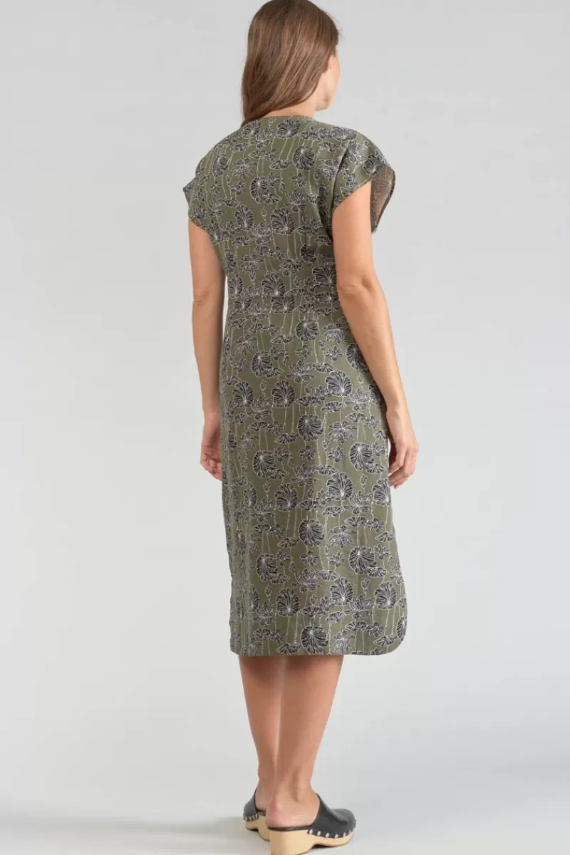 robe_longue_croft_kaki_a_motif_fleuri_4.webp Le Temps des Cerises Robes-Robe Longue Croft Kaki A Motif Fleuri Lizard