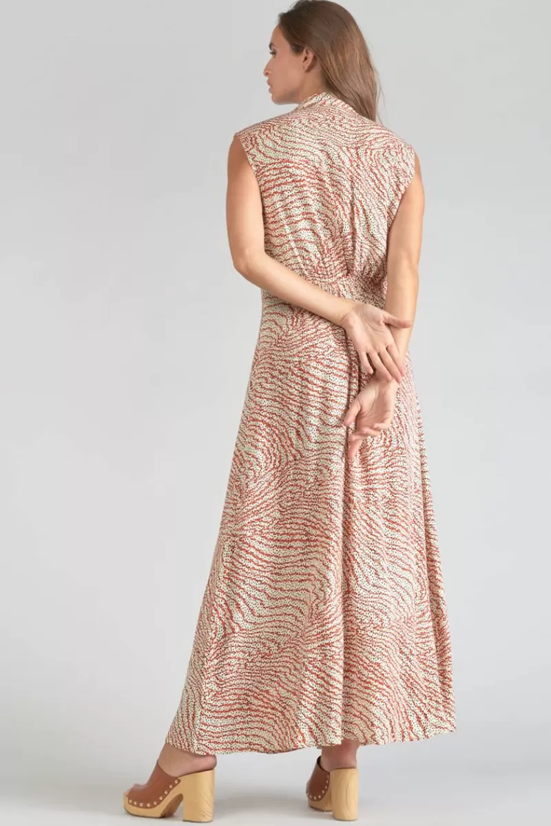 robe_longue_cuoco_a_motif_orange_et_noir_4.webp Le Temps des Cerises Robes-Robe Longue Cuoco A Motif Orange Et Noir Orange Zebra