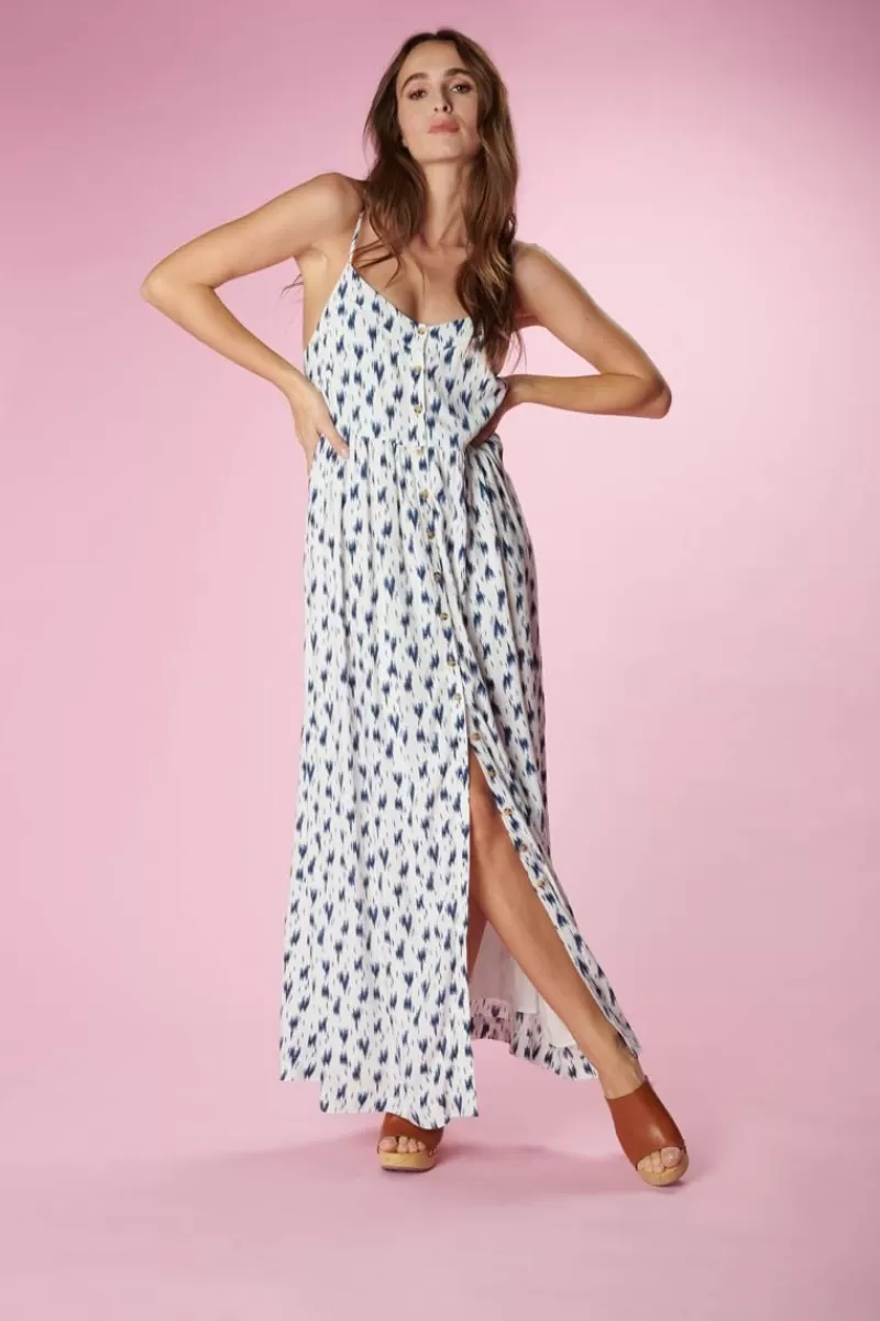 Le Temps des Cerises Robes-Robe Longue Evita Tie And Dye Bleu Midnight