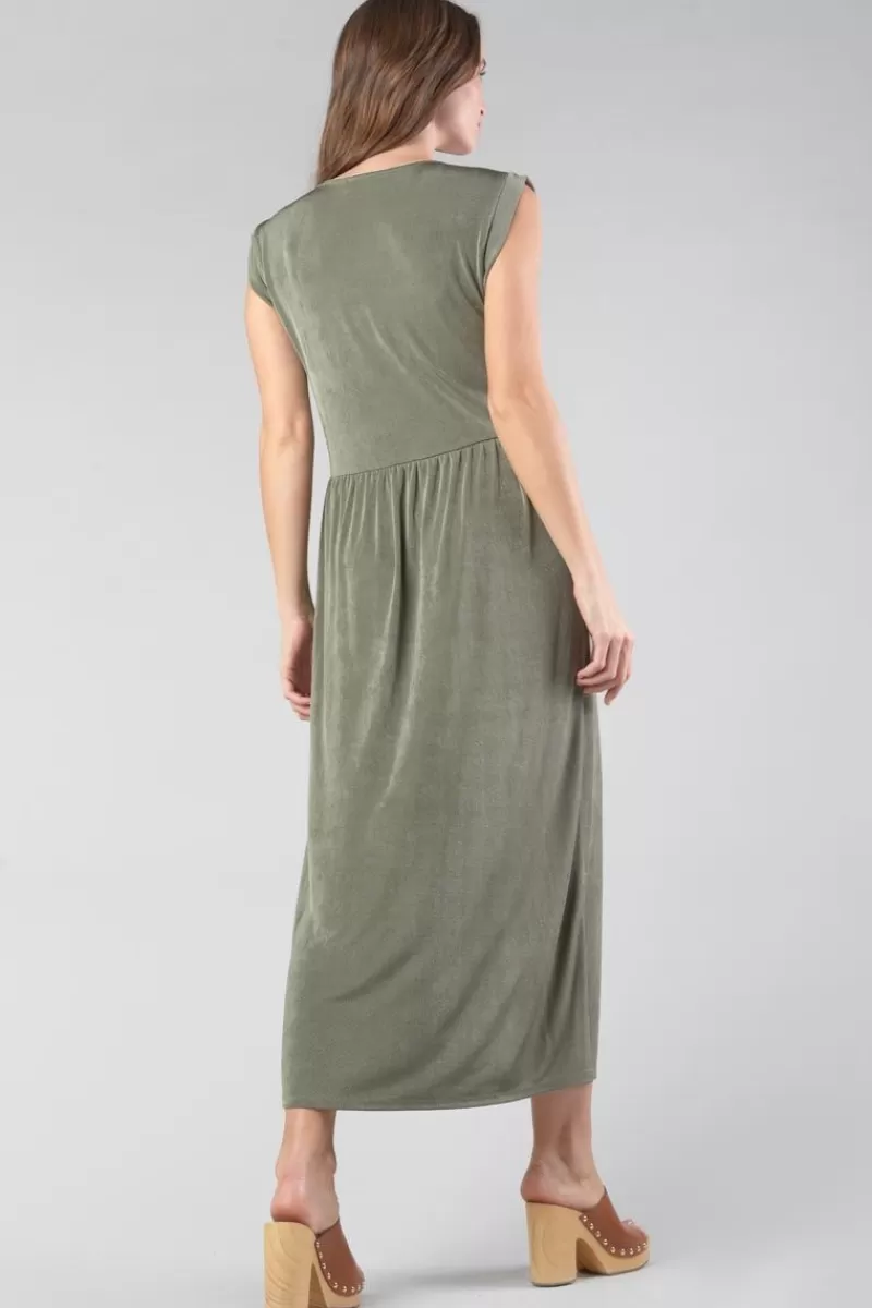 Le Temps des Cerises Robes-Robe Longue Nata Kaki Lizard