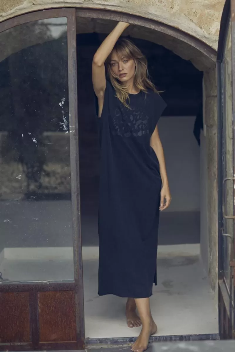 Le Temps des Cerises Robes-Robe T-Shirt Longue Poppy Noire Black