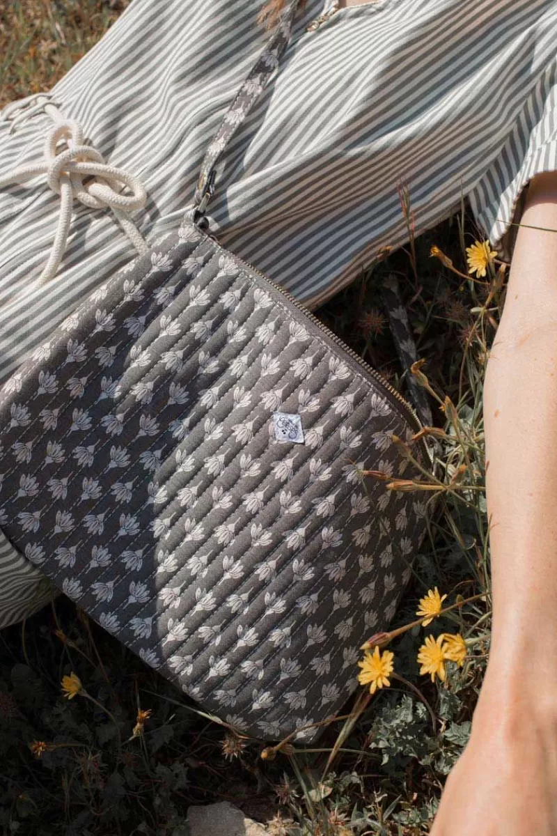 Le Temps des Cerises Sacs & Portefeuilles-Sac A Bandouliere Lauri Gris A Motif Floral Grey