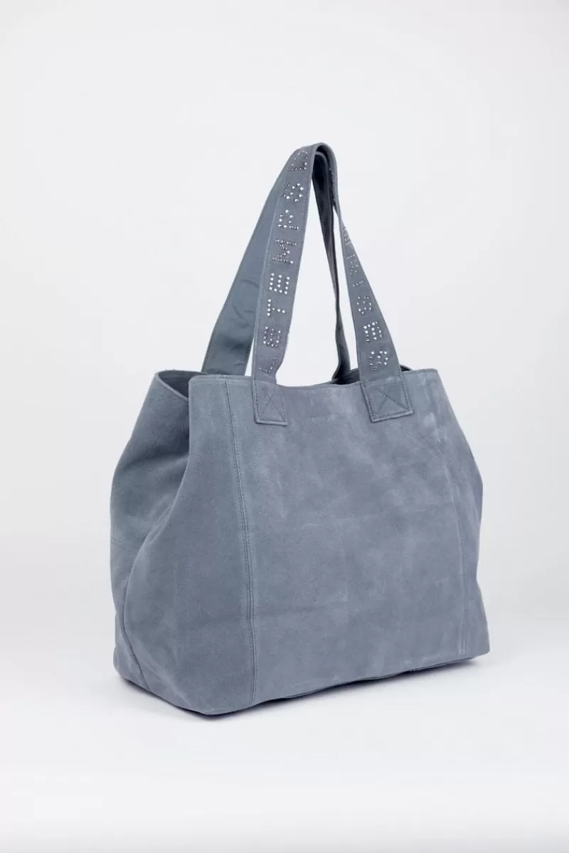 Le Temps des Cerises Sacs & Portefeuilles-Sac Cabas Micky En Cuir Suede Bleu Gris Denim