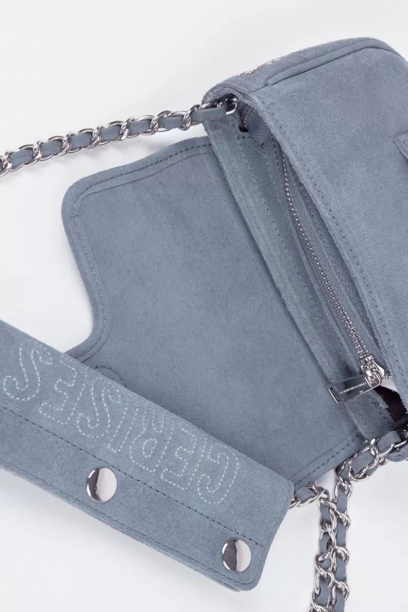 Le Temps des Cerises Sacs & Portefeuilles-Sac Klelia En Cuir Suede Bleu Gris Denim