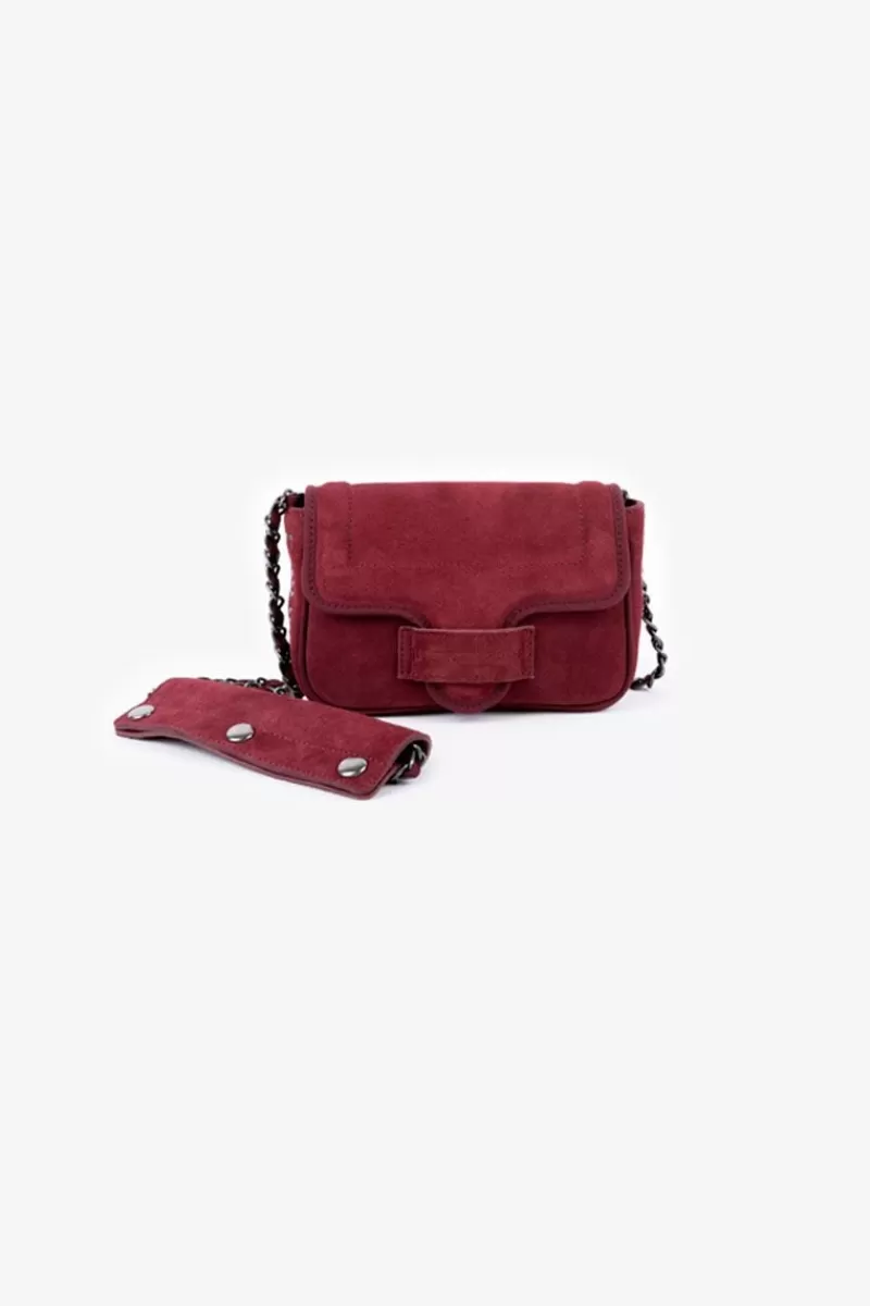 Le Temps des Cerises Sacs & Portefeuilles-Sac Klelia En Cuir Suede Bordeaux Rouge Fonce