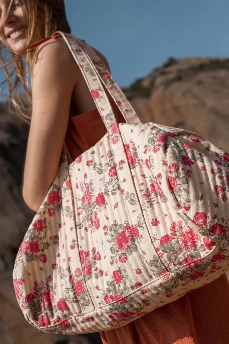 Le Temps des Cerises Sacs & Portefeuilles-Sac Week-End Lisia A Motif Fleuri Rose Pink