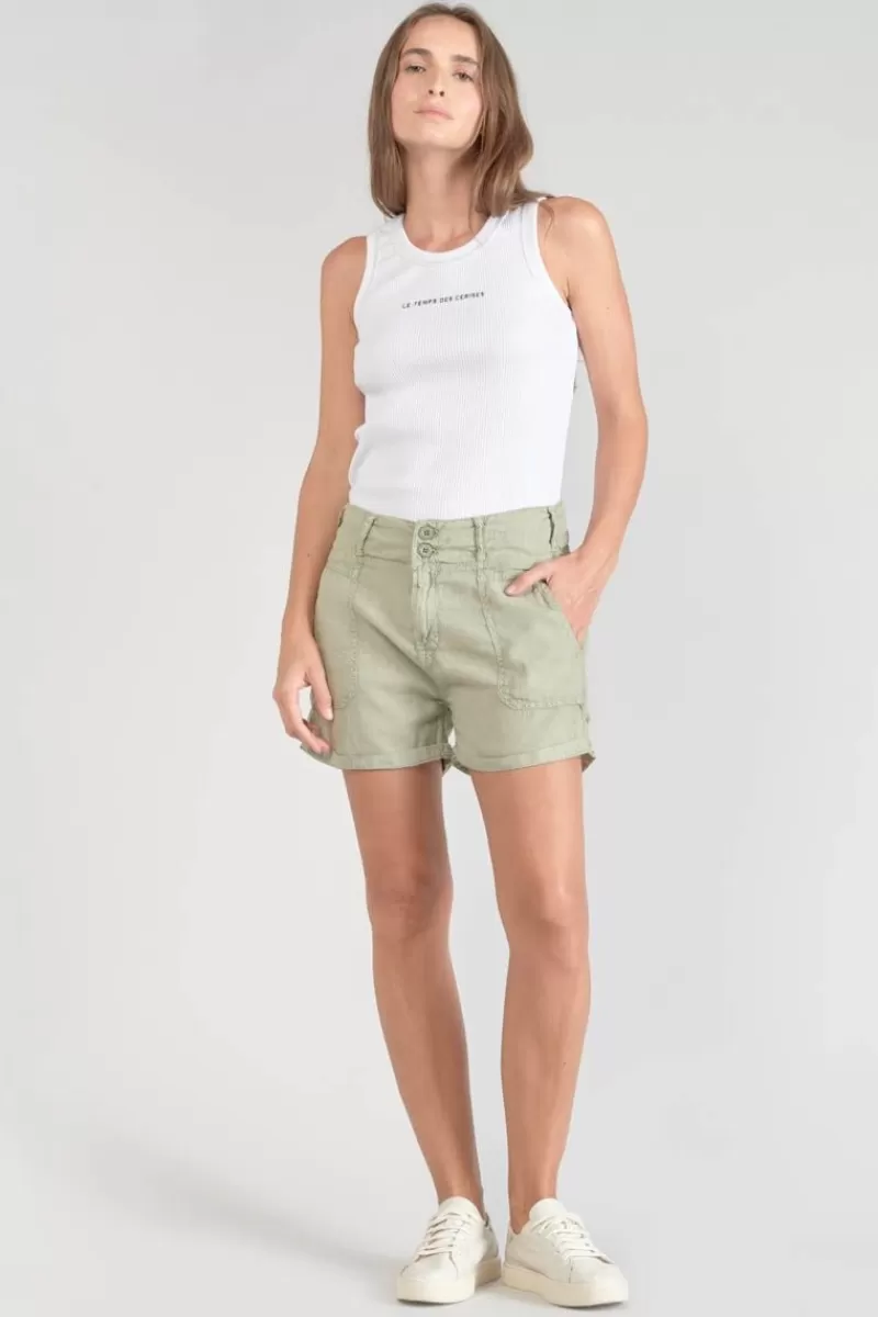 Le Temps des Cerises Shorts & Jupes-Short Pagode En Lin Kaki Clair Sea Spray