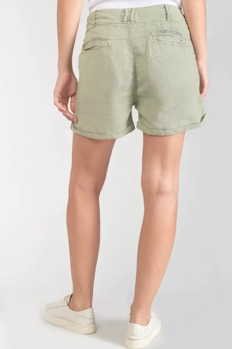 Le Temps des Cerises Shorts & Jupes-Short Pagode En Lin Kaki Clair Sea Spray