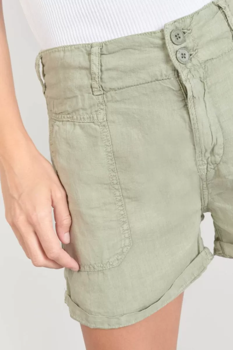 short_pagode_en_lin_kaki_clair_2.webp Le Temps des Cerises Shorts & Jupes-Short Pagode En Lin Kaki Clair Sea Spray