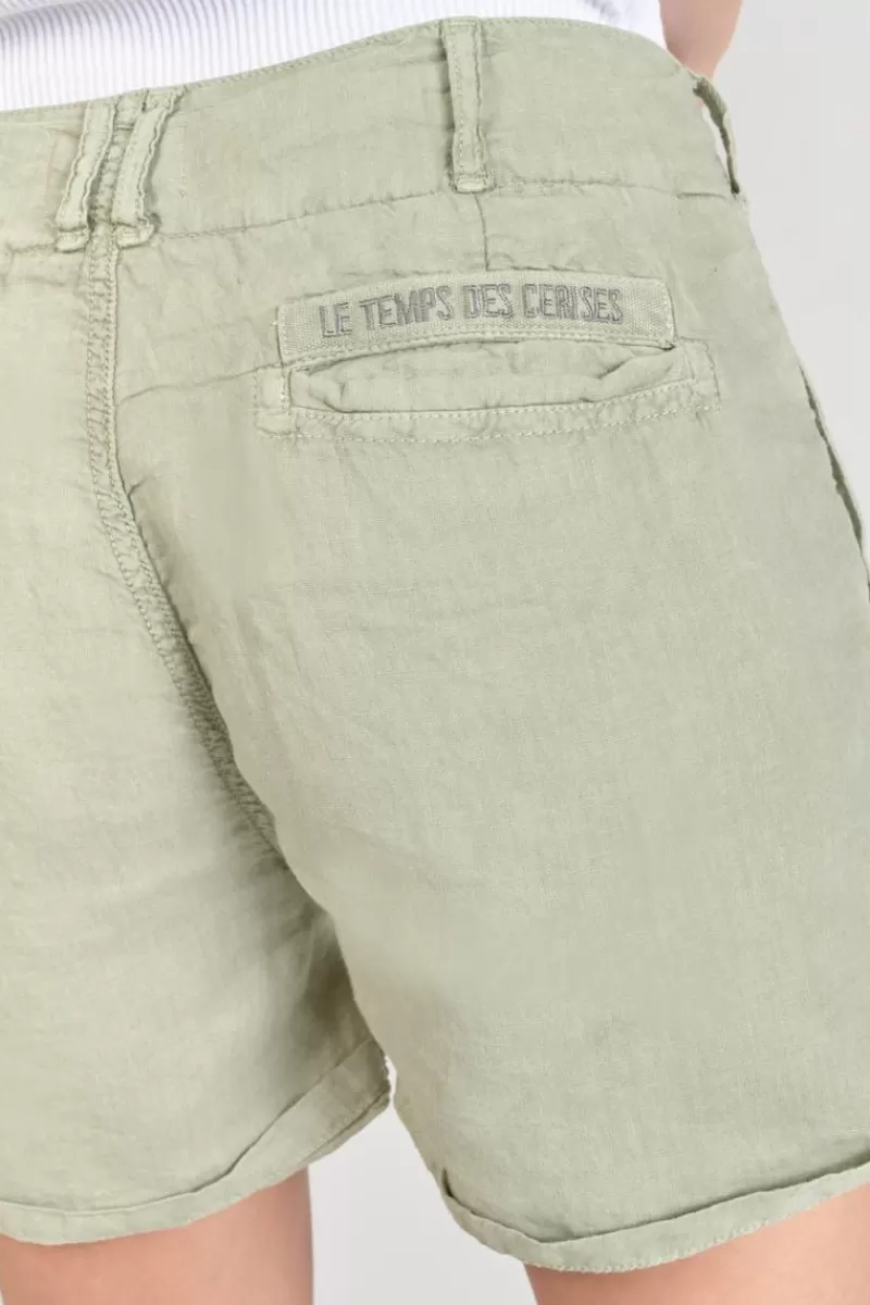 short_pagode_en_lin_kaki_clair_3.webp Le Temps des Cerises Shorts & Jupes-Short Pagode En Lin Kaki Clair Sea Spray