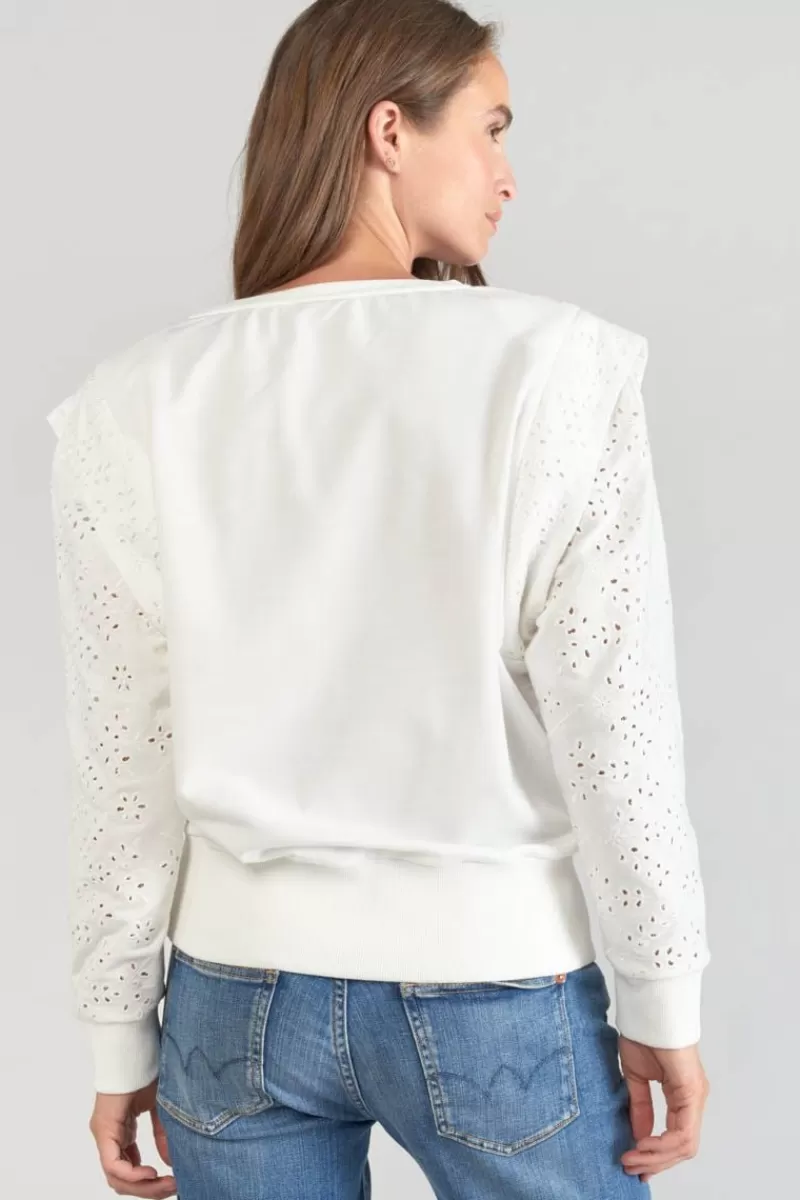 sweat_plume_ajoure_blanc_4.webp Le Temps des Cerises Pulls & Sweats & Cardigans-Sweat Plume Ajoure Blanc Ice Cream