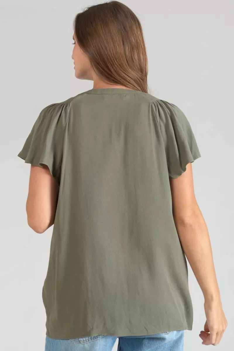 Le Temps des Cerises Tops-Top Aube En Tencel Kaki Lizard