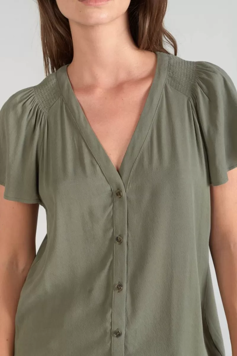 top_aube_en_tencel_kaki_4.webp Le Temps des Cerises Tops-Top Aube En Tencel Kaki Lizard