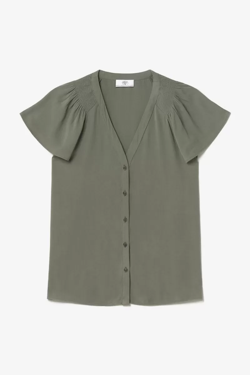 top_aube_en_tencel_kaki_6.webp Le Temps des Cerises Tops-Top Aube En Tencel Kaki Lizard