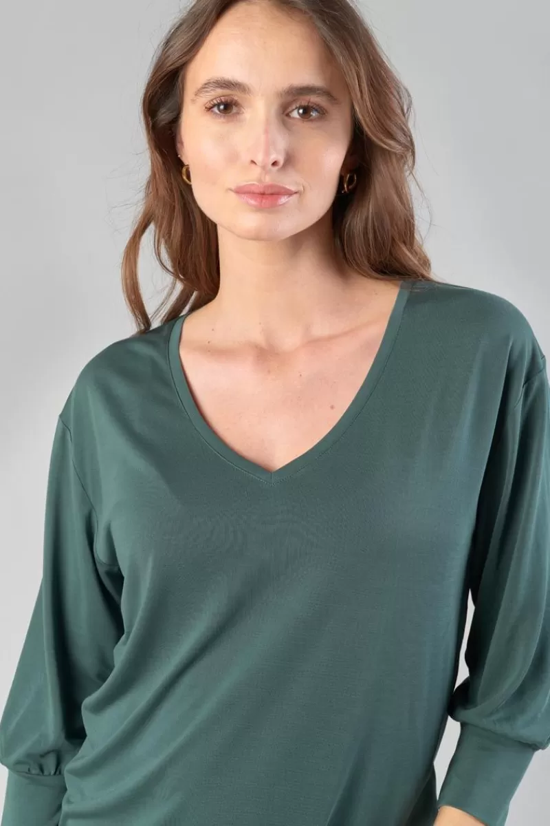 Le Temps des Cerises T-Shirts & Débardeurs-Top Jessie Vert Bouteille Green Bottle
