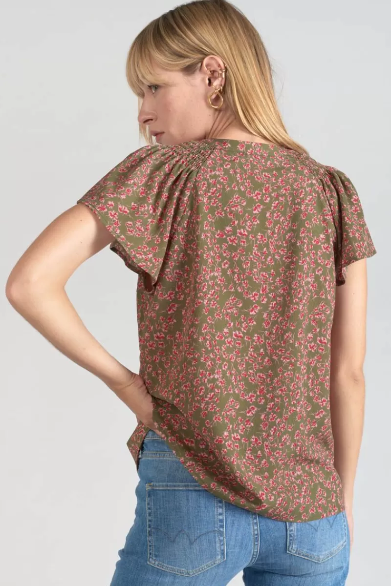 Le Temps des Cerises Tops-Top Norine Kaki A Motif Fleuri Khaki Flowers
