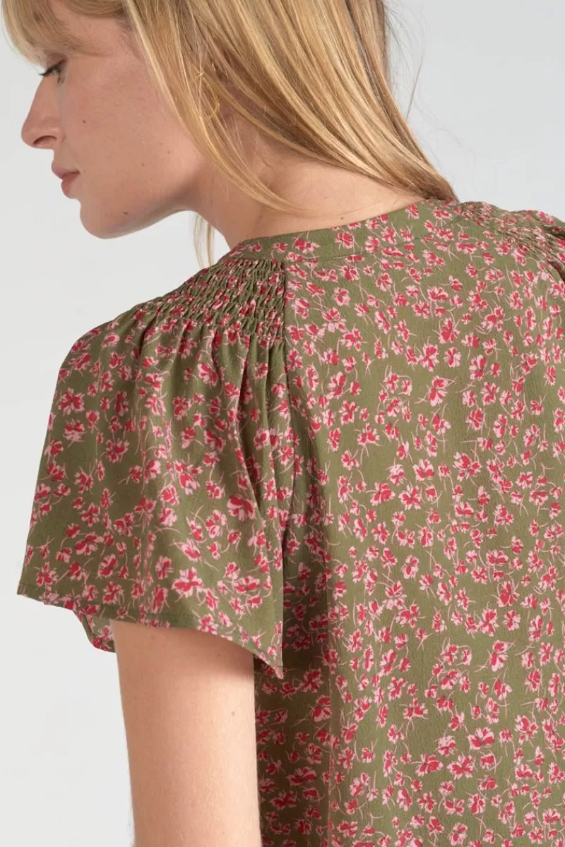 top_norine_kaki_a_motif_fleuri_3.webp Le Temps des Cerises Tops-Top Norine Kaki A Motif Fleuri Khaki Flowers