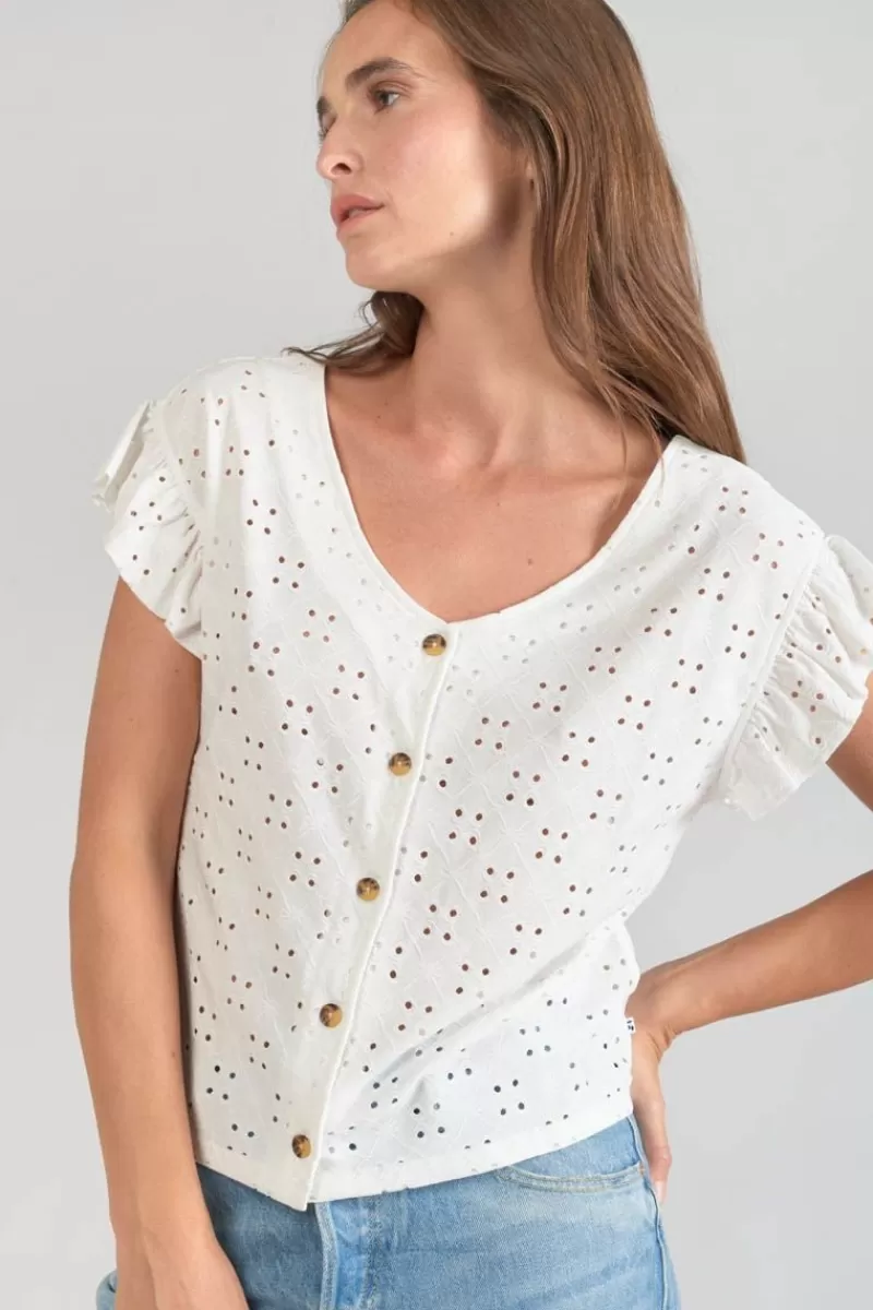Le Temps des Cerises Tops-Top Pedrina Ajoure Blanc White