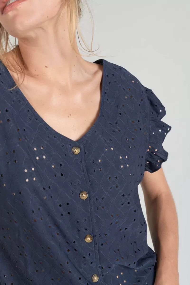 top_pedrina_ajoure_bleu_marine_3.webp Le Temps des Cerises Tops-Top Pedrina Ajoure Bleu Marine Midnight