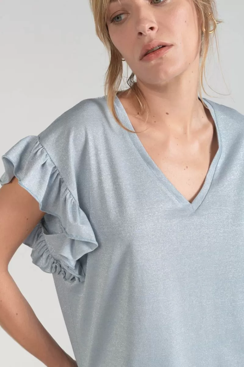 Le Temps des Cerises T-Shirts & Débardeurs-Top Ryls Bleu Ciel Irise Sky