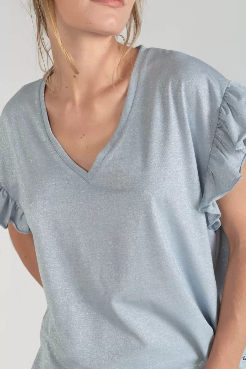 Le Temps des Cerises T-Shirts & Débardeurs-Top Ryls Bleu Ciel Irise Sky