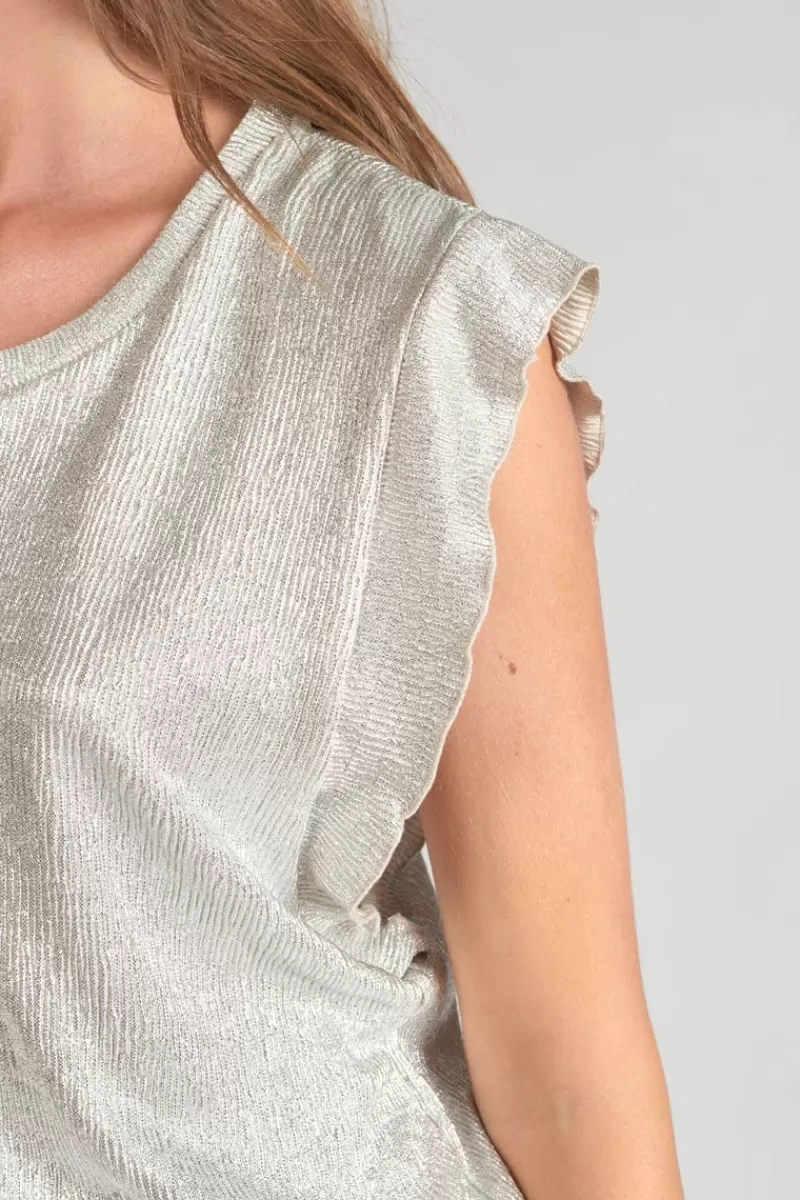 top_tamajon_argente_2.webp Le Temps des Cerises T-Shirts & Débardeurs-Top Tamajon Argente Silver