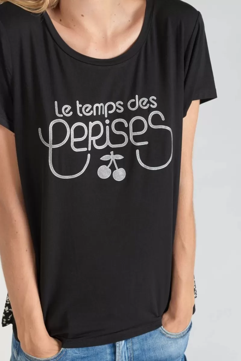 tshirt_bimatiere_domi_noir_imprime_2.webp Le Temps des Cerises T-Shirts & Débardeurs-T-Shirt Bi-Matiere Domi Noir Imprime Black