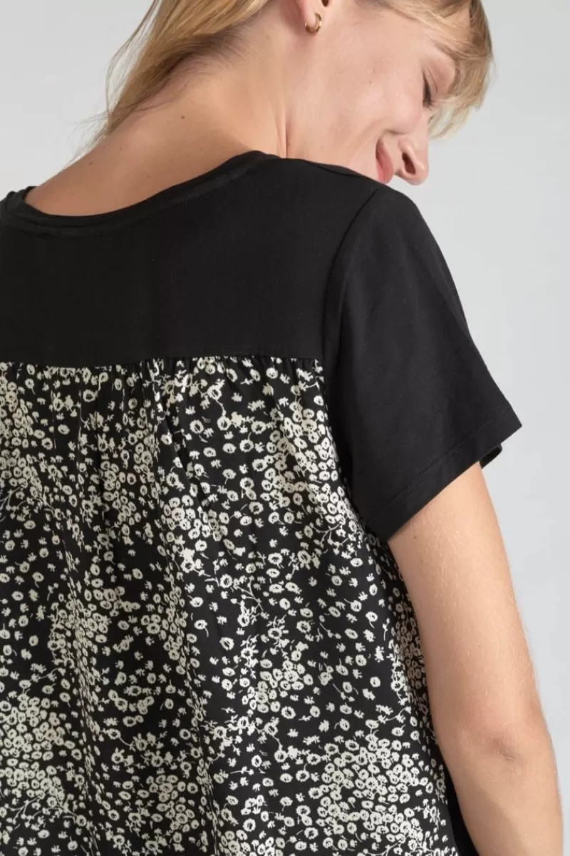 tshirt_bimatiere_domi_noir_imprime_3.webp Le Temps des Cerises T-Shirts & Débardeurs-T-Shirt Bi-Matiere Domi Noir Imprime Black