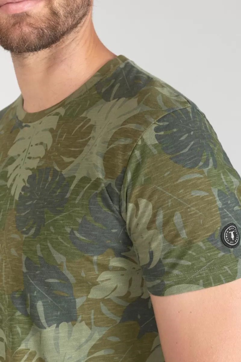 tshirt_jung_a_motif_jungle_kaki_2.webp Le Temps des Cerises T-Shirts & Polos-T-Shirt Jung A Motif Jungle Kaki Leaf